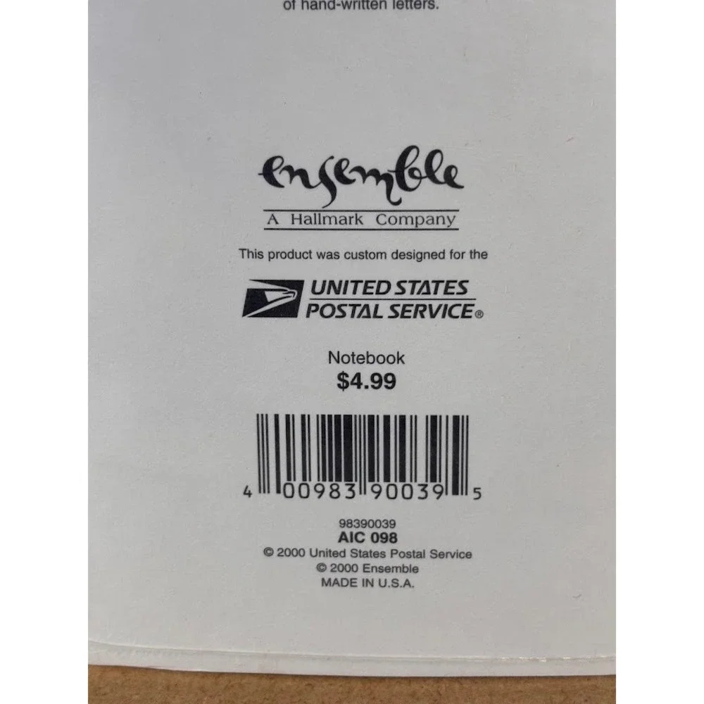 Vintage 2000 Ensemble Hallmark USPS Love Stamp Rose Notebook 96 Unlined Sheets